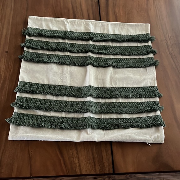 Morgan Home square fringe pillow cover in sage - Picture 2 of 10